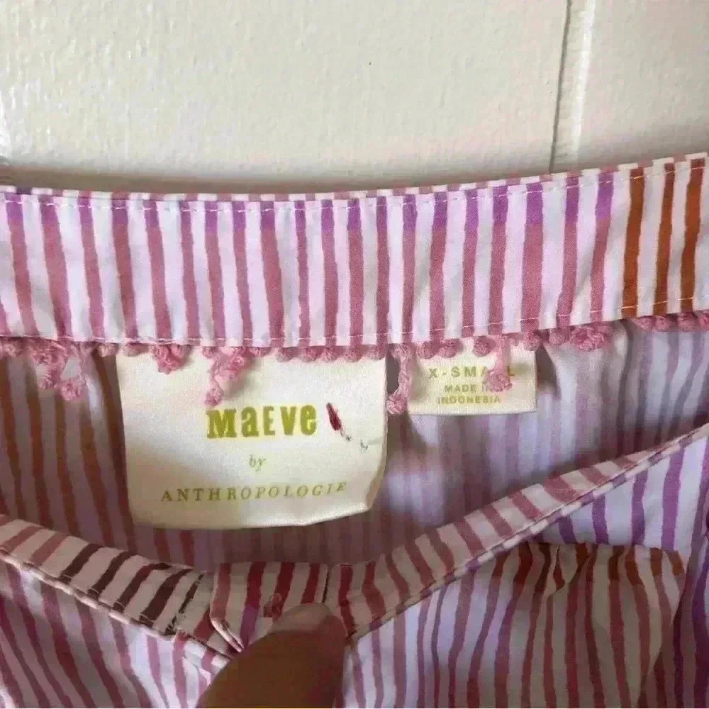 Anthropology Maeve Gable Tiered Striped Cotton Top Blouse Tunic Size XS
